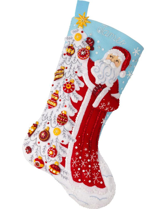 DIY Bucilla Snowy St Nick Santa Christmas Felt Stocking Kit 89685E