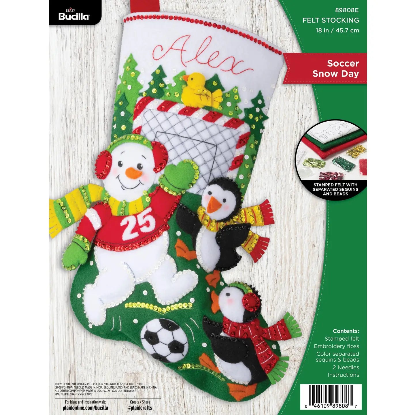 DIY Bucilla Soccer Snow Day Snowman Penguin Christmas Felt Stocking Kit 89808