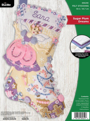 DIY Bucilla Sugar Plum Dreams Fairy Christmas Felt Stocking Kit 89629E