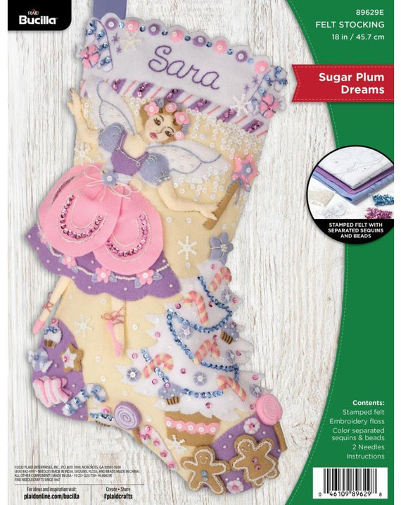 DMG DIY Bucilla Sugar Plum Dreams Fairy Christmas Felt Stocking Kit 89629E
