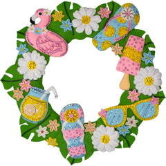 DIY Bucilla Summer Fun Flamingo Beach Felt Wreath Kit 89706E