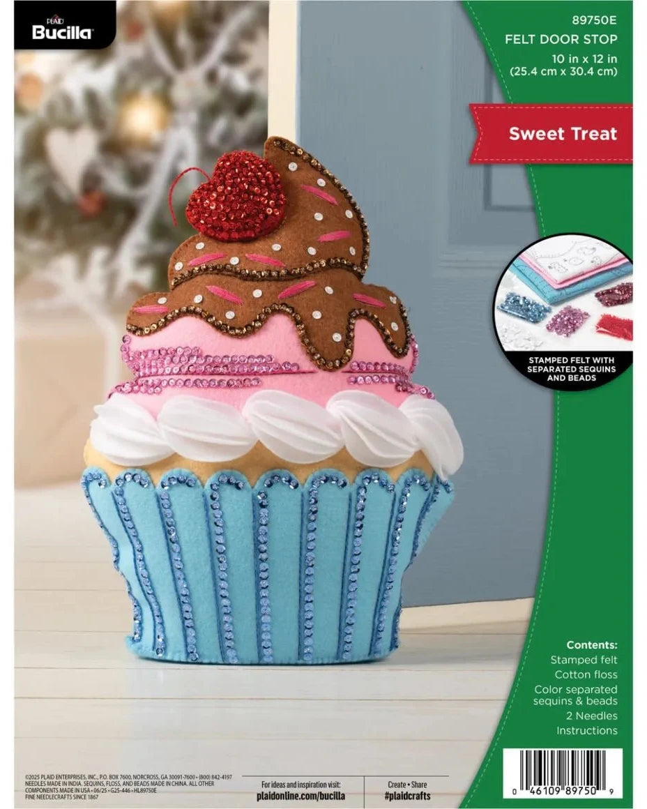 DIY Bucilla Sweet Treat Cupcake Christmas Felt Door Stop Kit 89750
