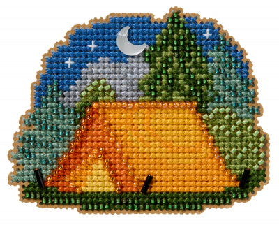DIY Mill Hill Tent Camping Counted Cross Stitch Magnet Kit