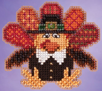 DIY Mill Hill Tom Turkey Thanksgiving Counted Cross Stitch Magnet Kit