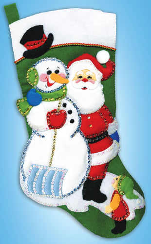 DIY Design Works Top Hat Friends Snowman Santa Christmas Felt Stocking Kit