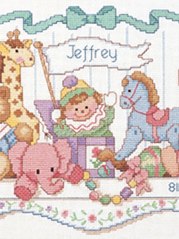 DIY Dimensions Toy Shelf Birth Record Baby Counted Cross Stitch Kit