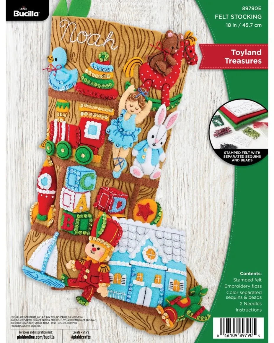 DIY Bucilla Toyland Treasures Christmas Felt Stocking Kit 89790