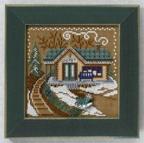 DIY Mill Hill Train Depot Christmas Bead Counted Cross Stitch Kit