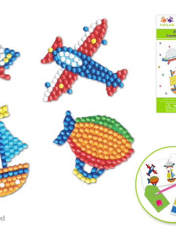 DIY Krafty Kids Transport Diamond Art Sticker Facet Bead Craft Kit
