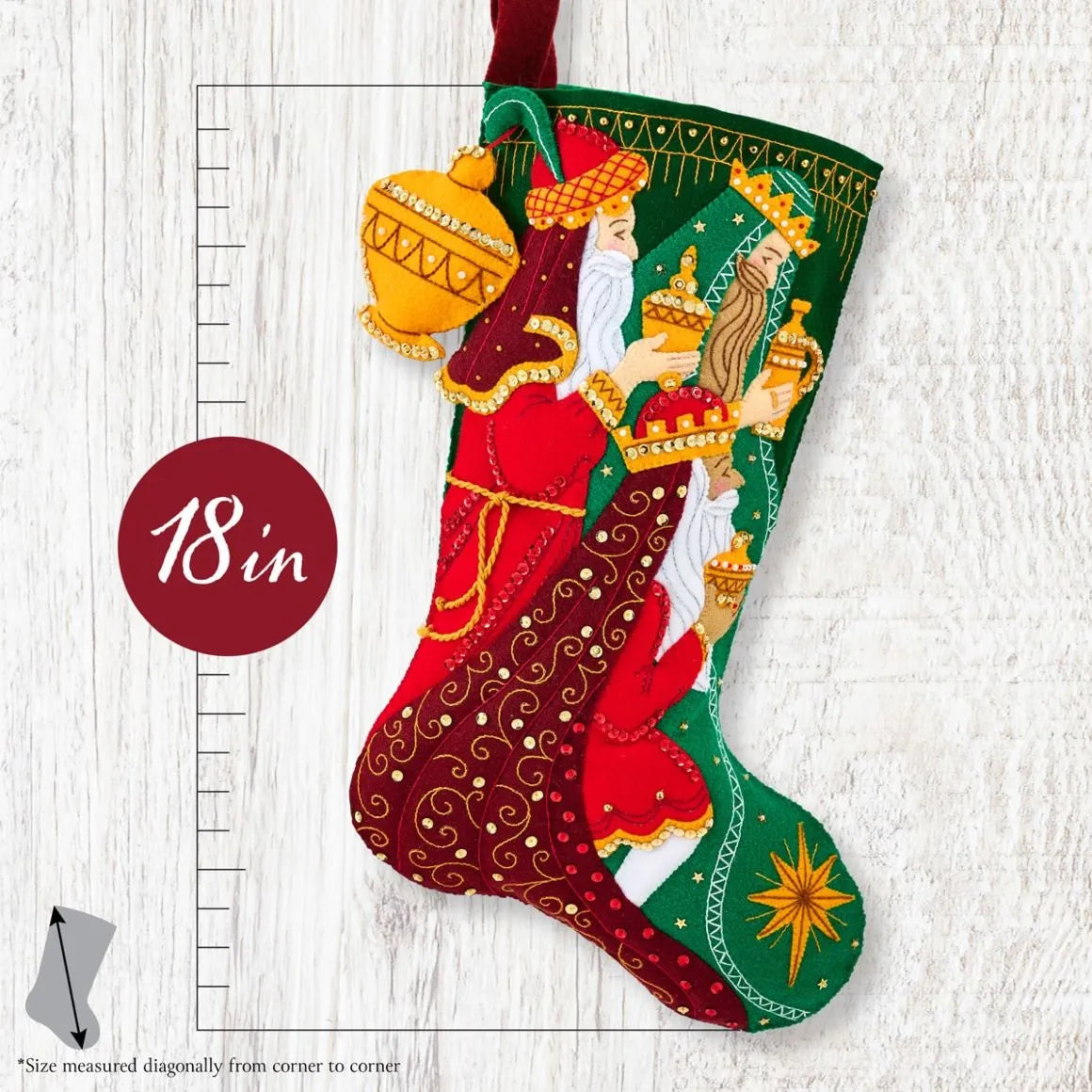 DIY Bucilla Treasure of Kings Wise Men Christmas Felt Stocking Kit 89787