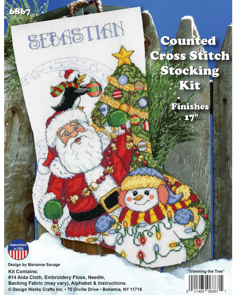 DIY Trimming the Tree Christmas Counted Cross Stitch Stocking Kit