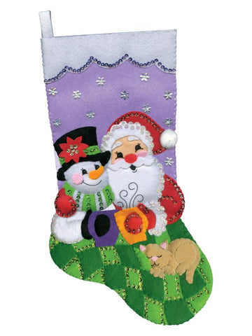 DIY Design Works Warming up Friends Christmas Holiday Felt Stocking Kit 6821