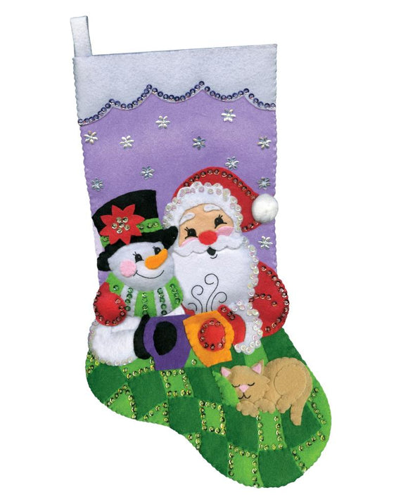 DIY Design Works Warming up Friends Christmas Holiday Felt Stocking Kit 6821