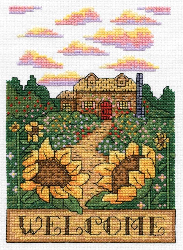 DIY Design Works Welcome Home Sunflowers Counted Cross Stitch Kit 5x7