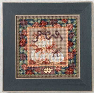 DIY Mill Hill White Pumpkins Halloween Beaded Cross Stitch Picture Kit