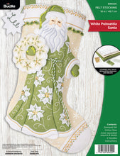 Load image into Gallery viewer, DIY Bucilla White Poinsettia Santa Christmas Felt Stocking Kit 89602E