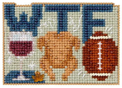 DIY Mill Hill Wine Turkey Football Game WTF Counted Cross Stitch Magnet Kit