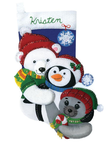 DIY Design Works Winter Buddies Christmas Holiday Felt Stocking Kit 5294