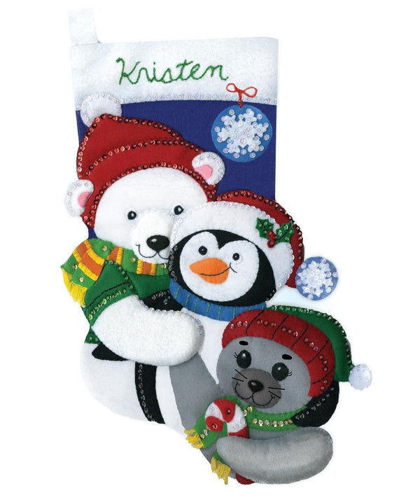 DIY Design Works Winter Buddies Christmas Holiday Felt Stocking Kit 5294