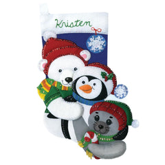 DIY Design Works Winter Buddies Christmas Holiday Felt Stocking Kit 5294