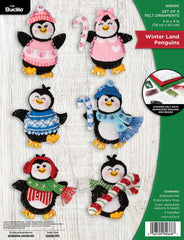 DIY Bucilla Winter Land Penguins Christmas Felt Ornament Kit 89668E