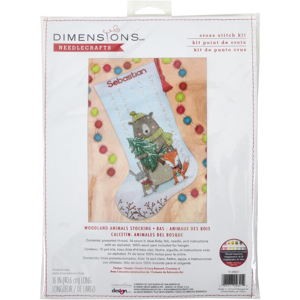 DIY Dimensions Woodland Animals Christmas Counted Cross Stitch Stocking Kit