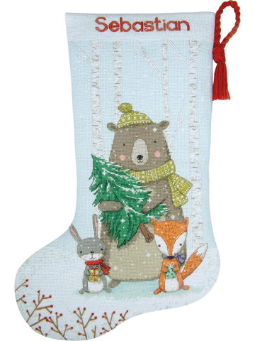 DIY Dimensions Woodland Animals Christmas Counted Cross Stitch Stocking Kit