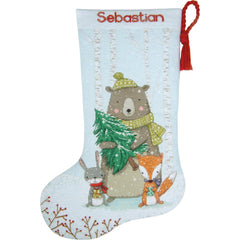 DIY Dimensions Woodland Animals Christmas Counted Cross Stitch Stocking Kit