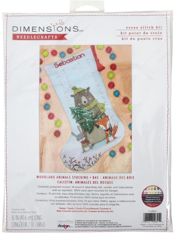 DIY Dimensions Woodland Animals Christmas Counted Cross Stitch Stocking Kit