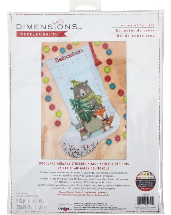 DIY Dimensions Woodland Animals Christmas Counted Cross Stitch Stocking Kit