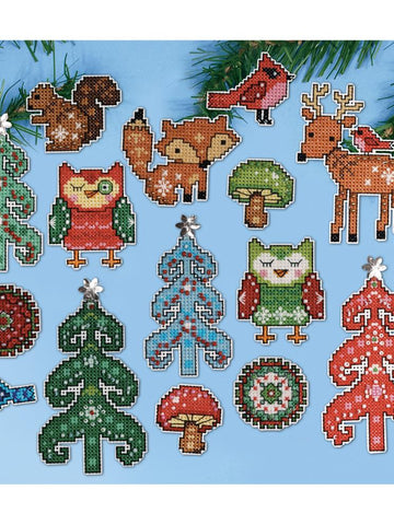 DIY Design Works Woodland Friends Mini Christmas Plastic Canvas Ornament Kit