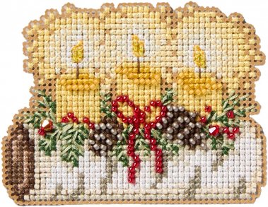 DIY Mill Hill Yule Log Candles Christmas Counted Cross Stitch Magnet Kit