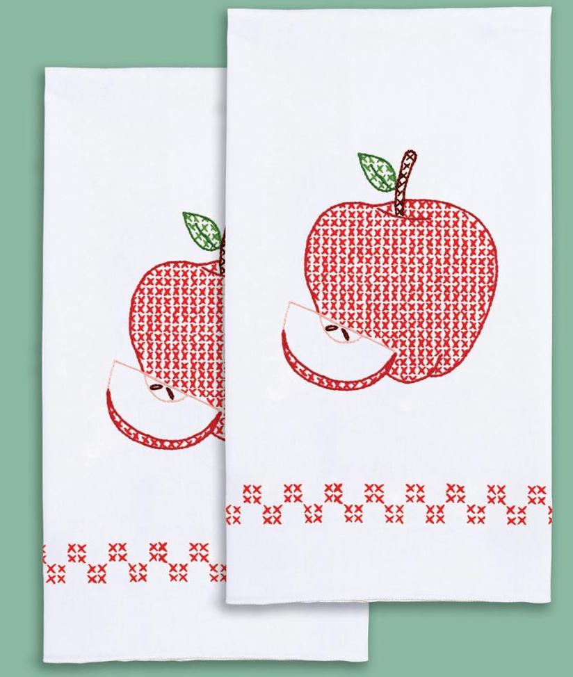 DIY Dempsey Apple Stamped Cross Stitch & Embroidery Guest Hand Towel Kit