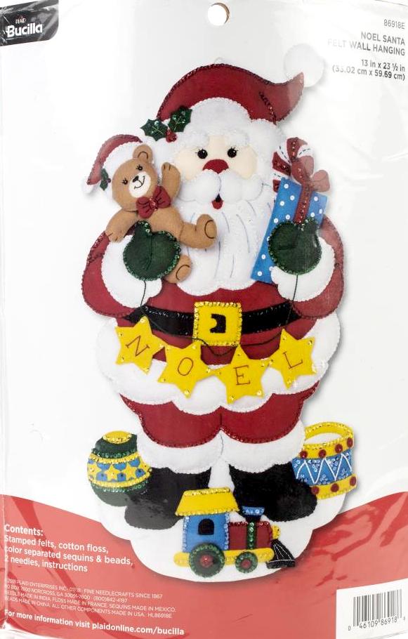 DIY Bucilla Noel Santa Toys Wall Hanging Christmas Eve Felt Craft Kit 86918E