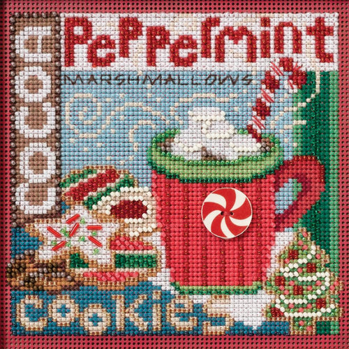 DIY Mill Hill Santas Treats Cocoa Cookies Christmas Bead Counted Cross Stitch Picture Kit