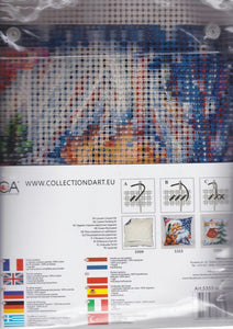 DIY Collection D'Art Santa Squirrel Cross Stitch Needlepoint 16" Pillow Top Kit