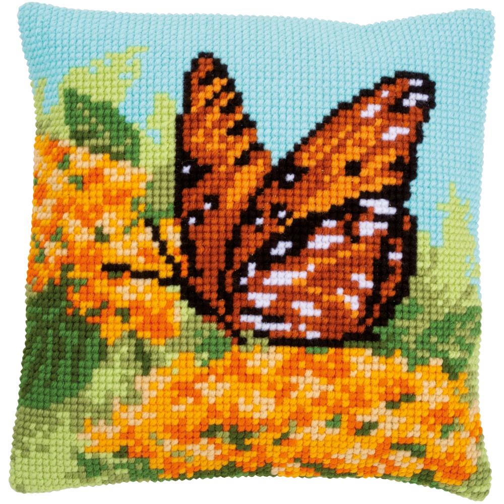 DIY Vervaco Beauty of Nature Butterfly Needlepoint Cushion Pillow Top Kit 16