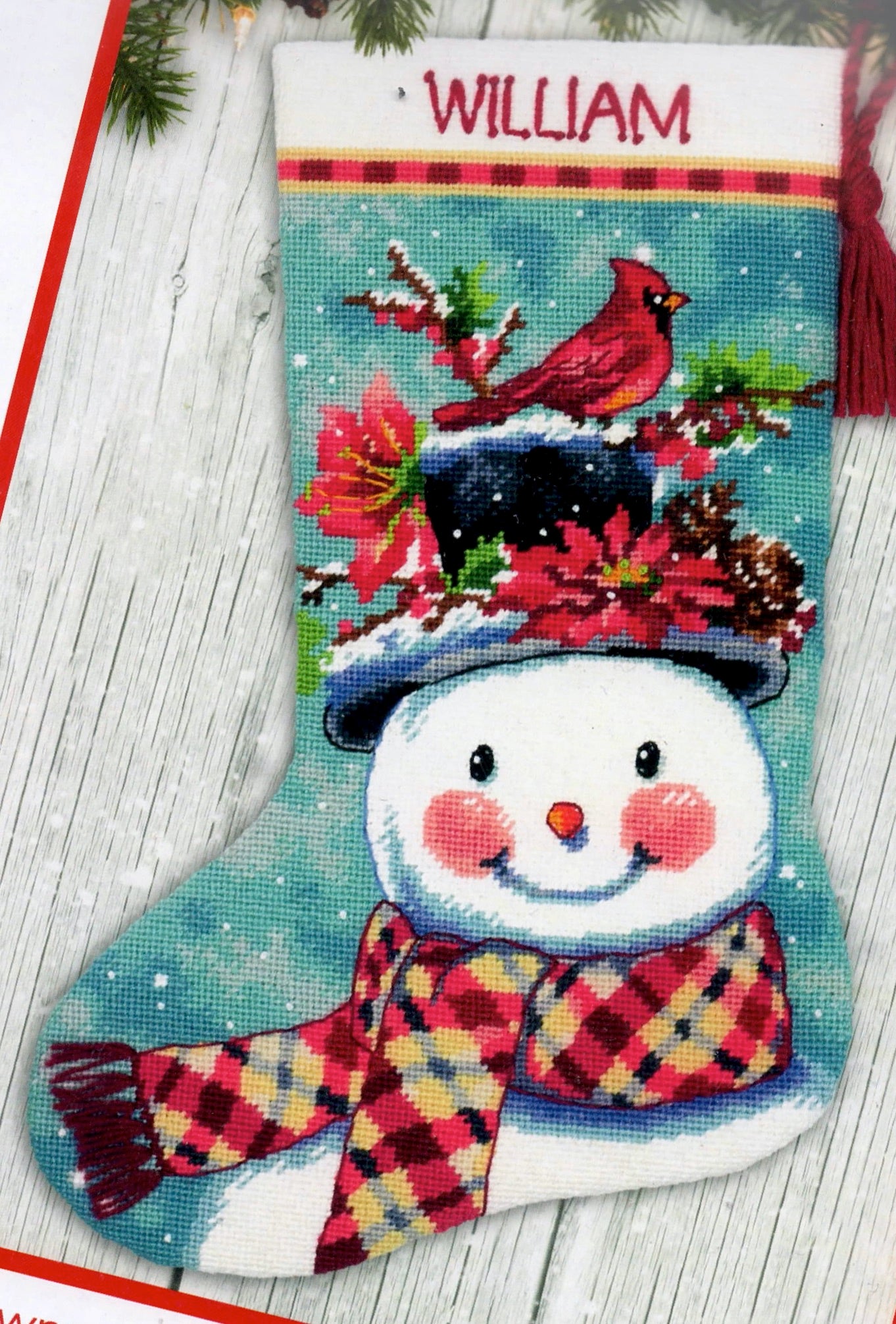 DIY Dimensions Seasonal Snowman Christmas Needlepoint Stocking Kit 09159
