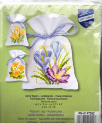 DIY Vervaco Spring Flowers Tulips Potpourri Gift Bag Counted Cross Stitch Kit