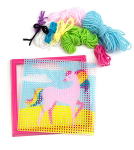 DIY Sew Cute Unicorn Kids Beginner Starter Needlepoint Kit with Frame 6" x 6"