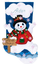 Load image into Gallery viewer, DIY Design Works Let it Snow Snowman Winter Christmas Felt Stocking Kit 5297