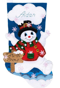 DIY Design Works Let it Snow Snowman Winter Christmas Felt Stocking Kit 5297