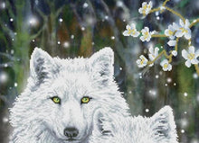 Load image into Gallery viewer, DIY Diamond Dotz Winter Wolves White Dog Facet Art Bead Wall Hanging Picture Kit