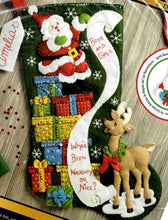 Load image into Gallery viewer, DIY Bucilla The List Santa Naughty Nice Gifts Christmas Felt Stocking Kit 86712