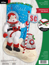 Load image into Gallery viewer, DIY Bucilla Christmas to the Moon Santa Astronaut Space Felt Stocking Kit 89527E