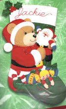 Load image into Gallery viewer, DIY Bucilla Teddys Christmas Santa Bear Toys Holiday Felt Stocking Kit 84556