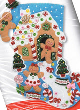 Load image into Gallery viewer, DIY Bucilla Gingerbread Dreams Cookies Christmas Holiday Felt Stocking Kit 86898