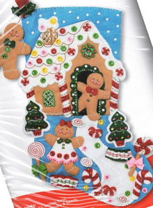 DIY Dmg Pkg Bucilla Gingerbread Dreams Cookies Christmas Felt Stocking Kit 86898
