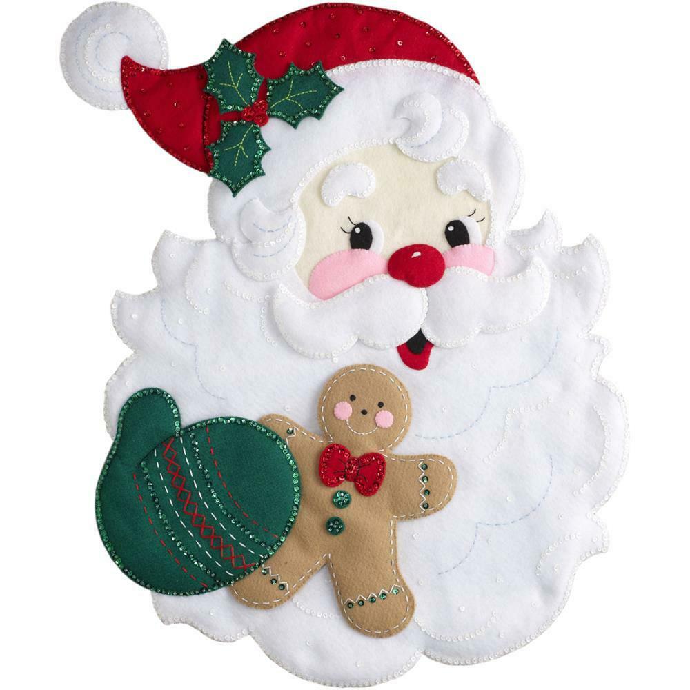 DIY Bucilla Santas Treats Hanging Christmas Gingerbread Felt Craft Kit 86739