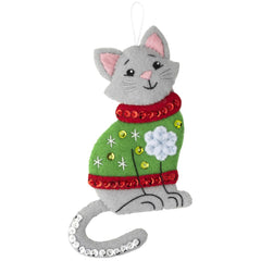 DIY Bucilla Cats in Ugly Sweaters Kittens Christmas Tree Ornament Kit 89381E